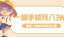 零成本零门槛普通人也能轻松赚钱的项目，仅靠一部手机，月入到手3w+！