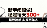 新手闭眼做，稳定每天300+，超级简单，实操两年多 ！