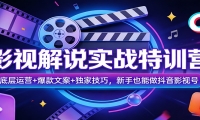 影视解说实战特训营：底层运营+爆款文案+独家技巧，新手也能做抖音影视号