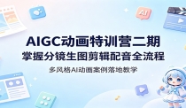 AIGC动画特训营二期：掌握分镜生图剪辑配音全流程，多风格AI动画案例落地教