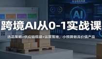 跨境AI从0-1实战课：选品策略+供应链搭建+运营落地，小预算做高价值产品