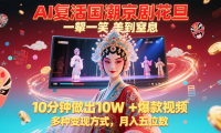 AI复活国潮京剧花旦，一颦一笑美到窒息，10分钟做出10W+爆款视频，多种变现