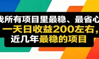 优质线上收益项目，操作简单流程成熟，无需复杂运营，日均稳定收益约200元