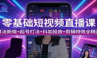 零基础短视频直播课：算法新规+起号打法+抖加投放+剪辑特效全精通