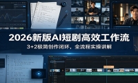 2026新版AI短剧高效工作流：3+2极简创作闭环，全流程实操讲解