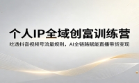 个人IP全域创富训练营：吃透抖音视频号流量规则，AI全链路赋能直播带货变现