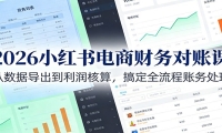 2026小红书电商财务对账课：从数据导出到利润核算，搞定全流程账务处理