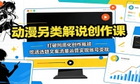 动漫另类解说创作课：打破同质化创作瓶颈，吃透选题文案流量运营实现账号变