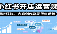 小红书开店运营课：选品、上架、营销、素材获取、内容创作及发货售后等