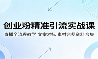 创业粉精准引流实战课：直播全流程教学，文案对标，素材合规资料合集