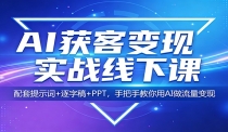 AI获客变现实战线下课：配套提示词+逐字稿+PPT，手把手教你用AI做流量变现