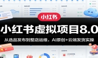 小红书虚拟项目8.0：从选品发布到整店运维，AI原创+云端发货实操
