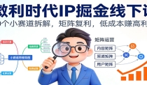 微利时代IP掘金线下课：30个小赛道拆解，矩阵复利，低成本赚高利润
