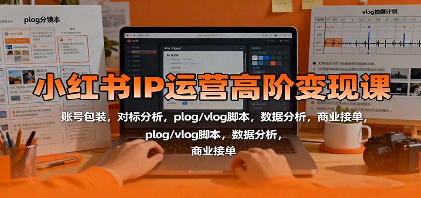 小红书IP运营高阶变现课：账号包装，对标分析，plog/vlog脚本，数据分析，