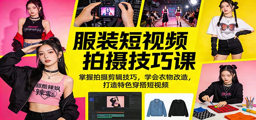 服装短视频拍摄技巧课：掌握拍摄剪辑技巧，学会衣物改造，打造特色穿搭短视