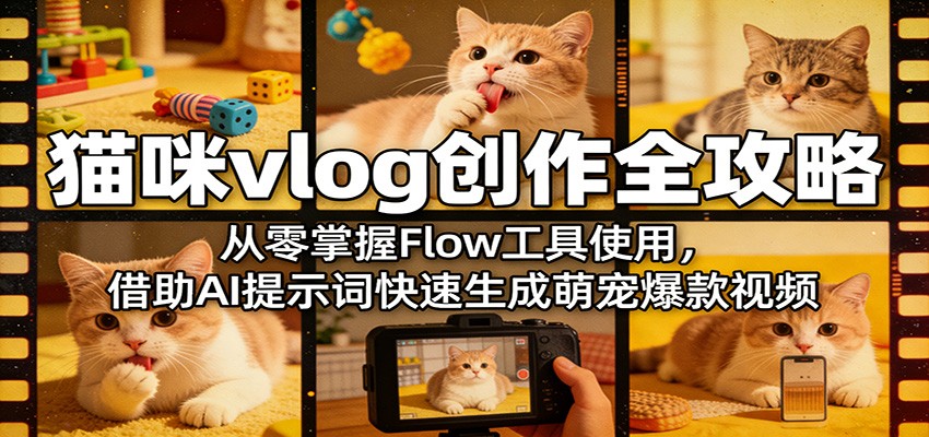 猫咪vlog创作全攻略：从零掌握Flow工具使用，借助AI提示词快速生成萌宠爆款
