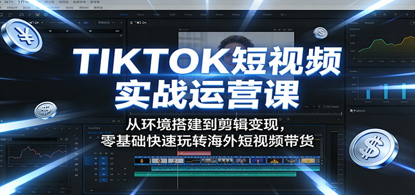 TIKTOK短视频实战运营课：从环境搭建到剪辑变现，零基础快速玩转海外短视频