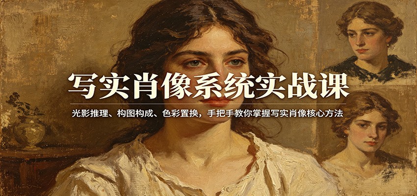 写实肖像系统实战课：光影推理、构图构成、色彩置换，手把手教你掌握写实肖