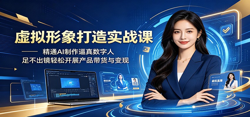 虚拟形象打造实战课：精通AI制作逼真数字人，足不出镜轻松开展产品带货与变