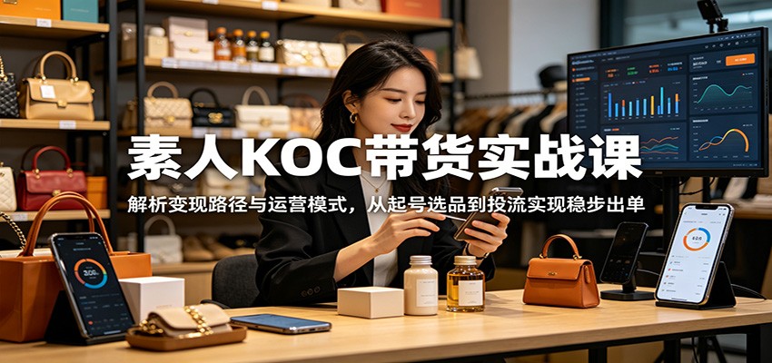 素人KOC带货实战课：解析变现路径与运营模式，从起号选品到投流实现稳步出
