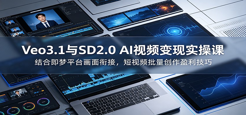 Veo3.1与SD2.0 AI视频变现实操课课：结合即梦平台画面衔接，短视频批量创作