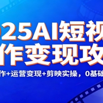 2025AI短视频创作变现攻略：多场景制作+运营变现+剪映实操，0 基础也能爆单