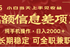 日入2000+  高额信息差项目 全年长久稳定暴利   新人当天上手见收益