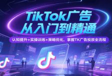 TikTok广告从入门到精通，认知提升+实操训练+策略优化，掌握TK广告投放全流