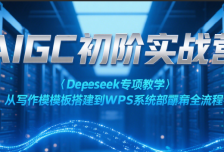 AIGC初阶实战营：Deepseek专项教学，从写作模板搭建到WPS系统部署全流程