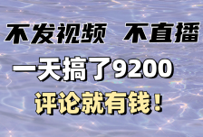 不发作品不直播，评论就有钱，一条最高10块，一天搞了9200
