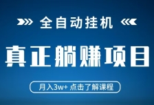 全自动挂机项目 月入3w+ 真正躺平项目 不吃电脑配置 当天见收益