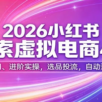 2026小红书搜索虚拟电商4.0：基础入门、进阶实操，选品投流，自动运营教学