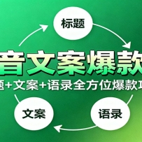 抖音文案爆款课：9大标题绝招，各类型必火文案，100条万能文案情感语录