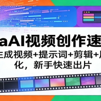 SoraAI视频创作速成课：文本生成视频+提示词+剪辑+风格化，新手快速出片