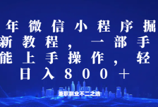 微信小程序25年掘金玩法，一部手机稳定日入800+，适合所有人群，兼职副业的