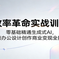 AI效率革命实战训练营：零基础精通生成式AI，解锁办公设计创作商业变现全技