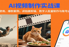 AI视频制作实战：含工具使用、爆款案例，讲拍摄剪辑、数字人批量制作与账号