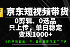 京东短视频带货，0剪辑，0选品，只上传，单日稳定变现1000+