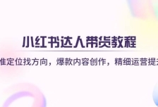 小红书达人带货教程：精准定位找方向，爆款内容创作，精细运营提升