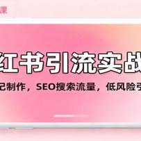 小红书引流实战课：起号笔记制作，SEO搜索流量，低风险引流技巧