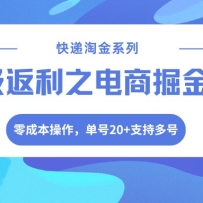 快递淘金系列；超级返利之电商掘金4.0，零成本操作，单号20+支持多号