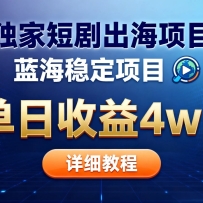 全网独家短剧出海掘金 蓝海红利 单日最高收益5w+