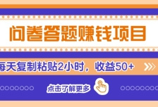 问卷答题赚钱项目，新手小白也能操作，每天复制粘贴2小时，收益50+
