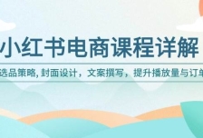 小红书电商课程详解：选品策略, 封面设计，文案撰写，提升播放量与订单