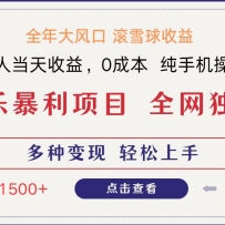 全网独家 日入1500＋ 高额信息差项目 小白长期饭票 副业翻身  当天收益