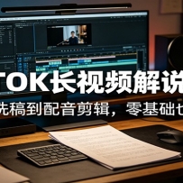 TIKTOK长视频解说实战：从选题洗稿到配音剪辑，零基础也能上手
