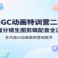AIGC动画特训营二期：掌握分镜生图剪辑配音全流程，多风格AI动画案例落地教