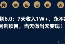 男粉计划6.0：7天收入1W+，永不凋谢的网创项目，当天做当天变现！
