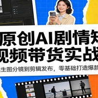 原创AI剧情短视频带货实战课：从文案生图分镜到剪辑发布，零基础打造爆款带