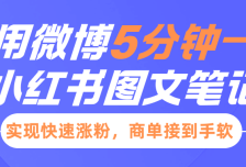 小红书利用微博5分钟一条图文笔记，实现快速涨粉，商单接到手软
